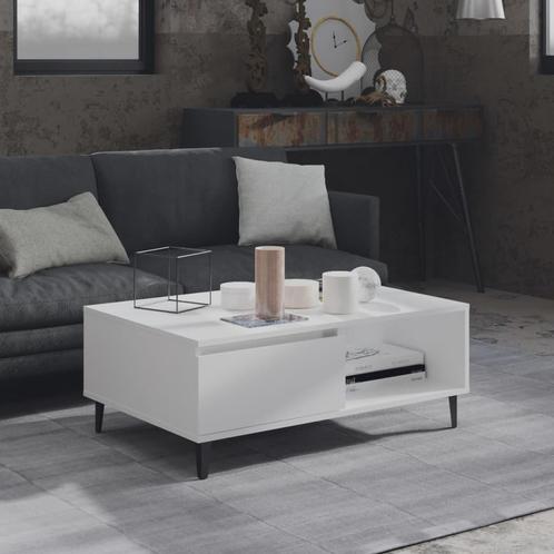 vidaXL Salontafel 90x60x35 cm bewerkt hout wit, Huis en Inrichting, Tafels | Salontafels, Nieuw, Verzenden