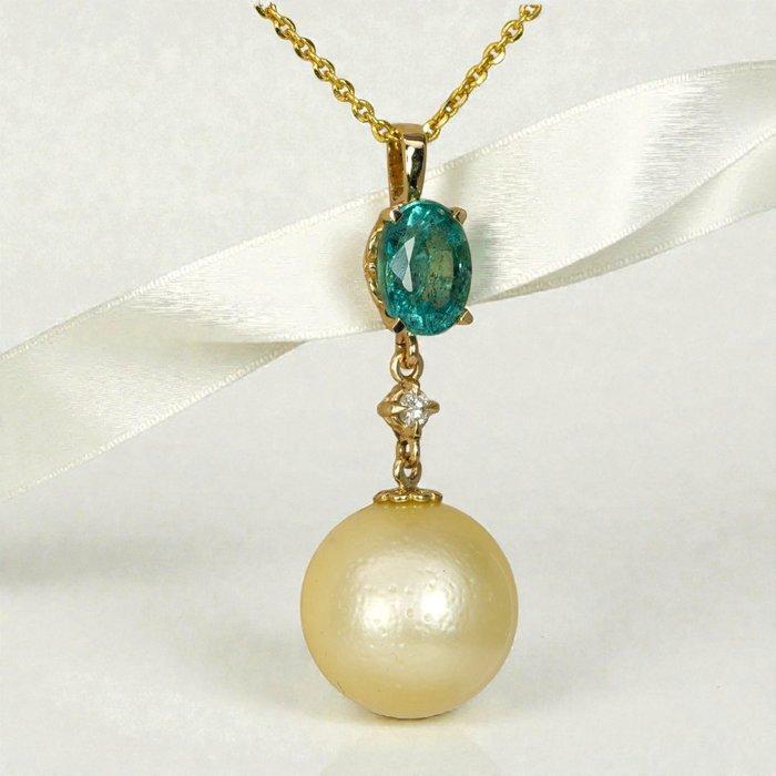 Zonder Minimumprijs - Hanger - 14 karaat Geel goud Smaragd -, Handtassen en Accessoires, Antieke sieraden