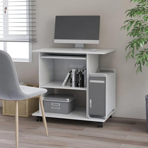 vidaXL Computerbureau 80x50x75 cm bewerkt hout wit, Huis en Inrichting, Bureaus, Nieuw, Verzenden