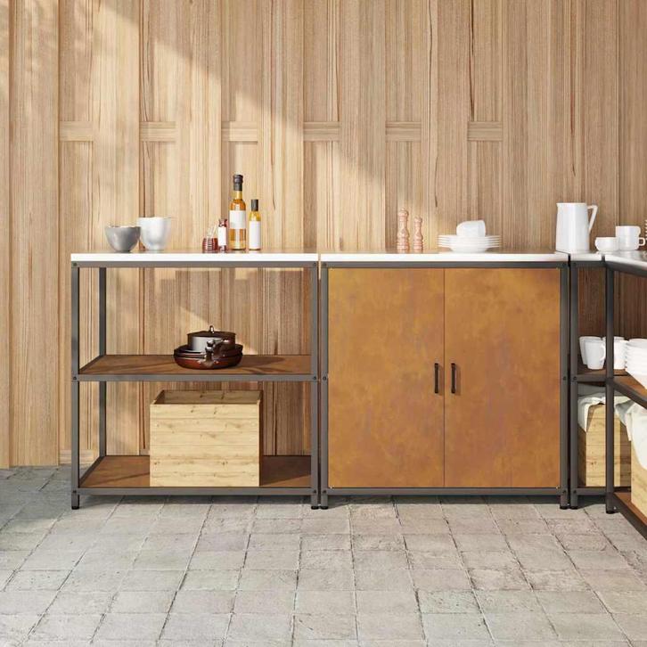 vidaXL Keukenopbergsysteem 2 pcs Roestig 180 x 50 x 92 cm, Huis en Inrichting, Kasten | Overige, Nieuw, Verzenden