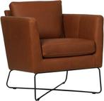 Cognac leren moderne design fauteuil - Rancho Leer Cognac, Huis en Inrichting, Nieuw, Ophalen of Verzenden, 50 tot 75 cm, Leer