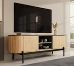 Meubella | TV-Meubel eiken 167x45x57 cm | TV Kast 2 deuren, Overige materialen, Verzenden, 150 tot 200 cm, Nieuw