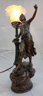 Staande lamp - Glas, Legering, Antiek en Kunst