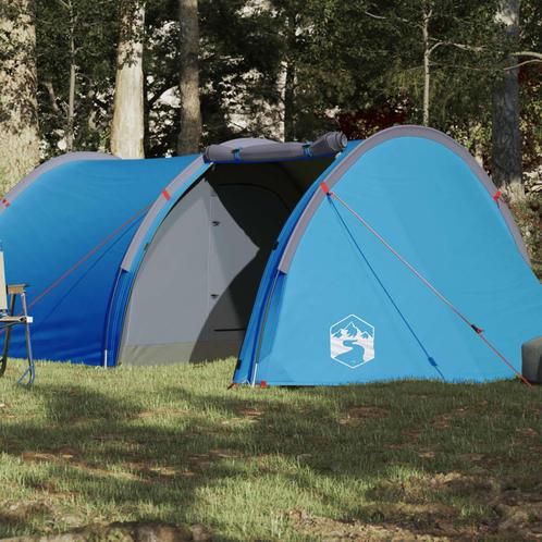 vidaXL Tente de camping tunnel 4 personnes bleu, Caravanes & Camping, Tentes, Neuf, Envoi