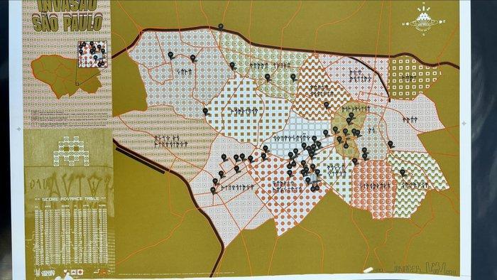 Invader (1969) - Invasão São Paulo · Hand Signed Map, Antiek en Kunst, Kunst | Designobjecten