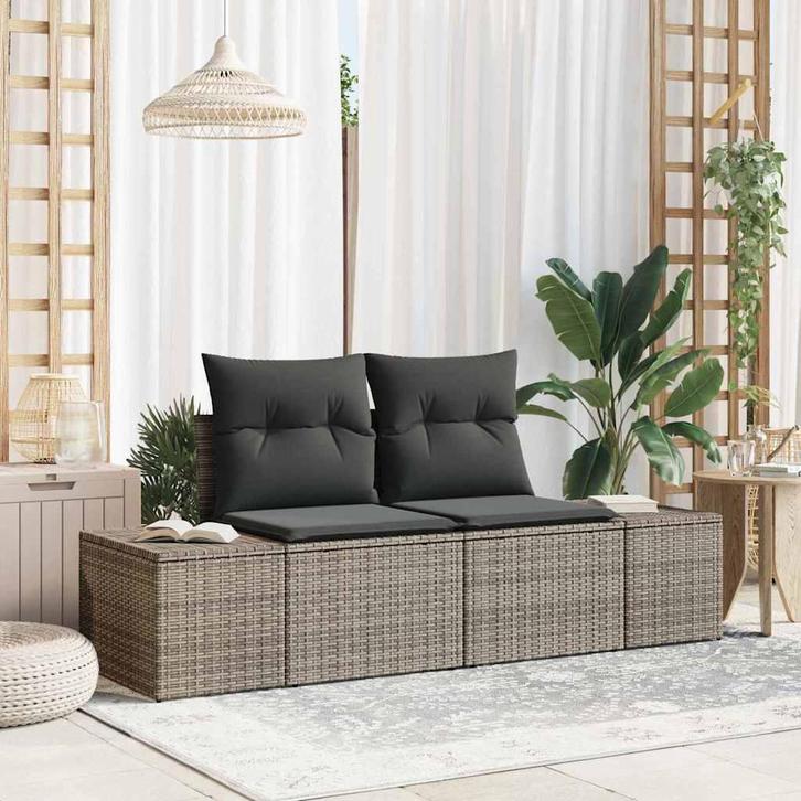 vidaXL Tuin Sofa Grijs 123 x 62 x 69cm poly rattan, Tuin en Terras, Tuinsets en Loungesets, Nieuw, Verzenden
