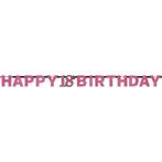 Letterslinger 18 Jaar Happy Birthday Roze 2,13m, Hobby & Loisirs créatifs, Verzenden
