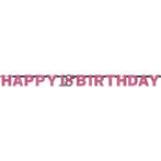 Letterslinger 18 Jaar Happy Birthday Roze 2,13m, Hobby en Vrije tijd, Feestartikelen, Verzenden, Nieuw