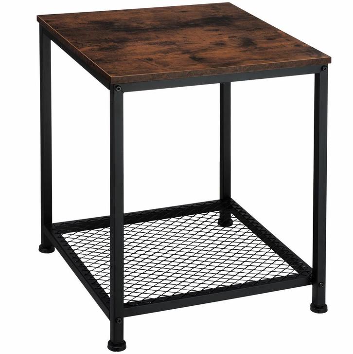 tectake Bijzettafel Derby 45,5x45,5x55,5cm - Industrieel hou, Huis en Inrichting, Tafels | Bijzettafels, Verzenden