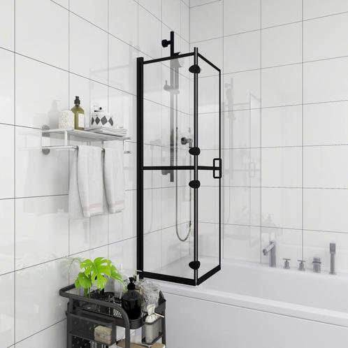 vidaXL Douchewand inklapbaar 80x140 cm ESG zwart, Doe-het-zelf en Bouw, Sanitair, Nieuw, Verzenden