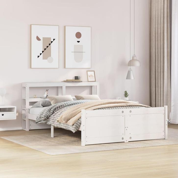 vidaXL Bedframe met hoofdeinde zonder matras 120x200 cm wit, Maison & Meubles, Chambre à coucher | Lits, Envoi
