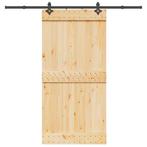 vidaXL Schuifdeur met beslag 100x210 cm massief grenenhout, Doe-het-zelf en Bouw, Deuren en Vliegenramen, Verzenden, Nieuw