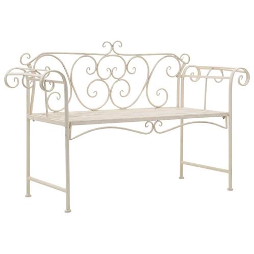 vidaXL Tuinbank 132 cm metaal antiekwit, Tuin en Terras, Tuinsets en Loungesets, Nieuw, Verzenden