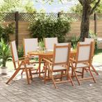 vidaXL 7-delige Tuinset massief acaciahout en textileen, Tuin en Terras, Verzenden, Nieuw, Tuinset