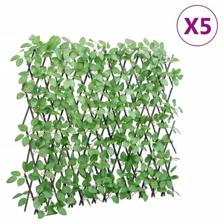 vidaXL Kunstplant klimop op latwerk 5 st uittrekbaar 180x65, Tuin en Terras, Tuinhekken en Hekwerk, Nieuw, Verzenden
