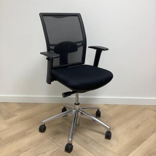 Tweedehands Ergo- bureaustoel met gaasrug, zwarte stoffering, Huis en Inrichting, Bureaustoelen, Bureaustoel, Zwart, Gebruikt