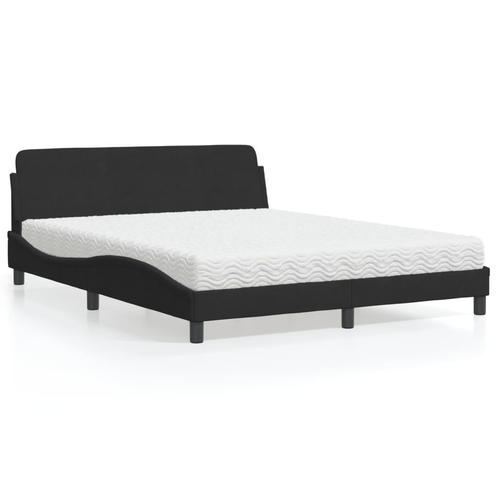 vidaXL Lit avec matelas noir 160x200 cm velours, Maison & Meubles, Chambre à coucher | Lits, Neuf, Envoi