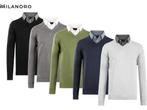 Milanoro - Herenpullover met overhemdkraag - Olijfgroen -, Verzenden, Nieuw