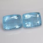 2 pcs  Blauw Aquamarijn  - 20.68 ct - nternational Colored, Handtassen en Accessoires, Edelstenen, Nieuw