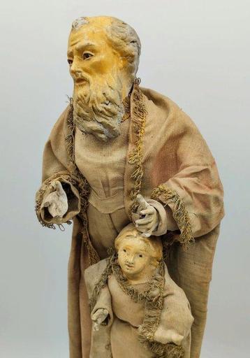 Beeld, San Giuseppe - 47 cm - Aardewerk, Hout, Textiel