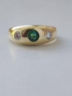 Verlovingsring - 14 karaat Geel goud - 0.70ct. tw. Smaragd -, Handtassen en Accessoires, Antieke sieraden