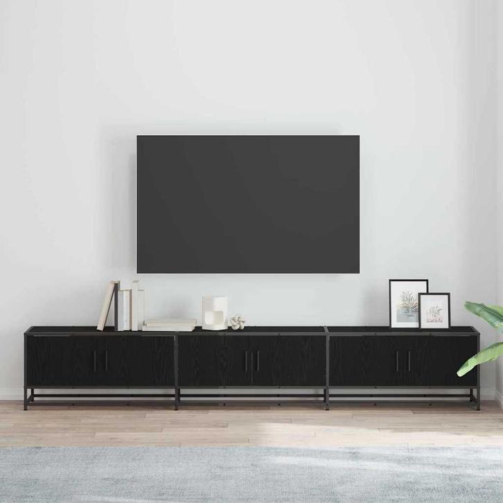vidaXL TV Eenheden 2 pcs Zwart Eiken 240 x 35 x 41 cm, Huis en Inrichting, Kasten |Televisiemeubels, Nieuw, Verzenden