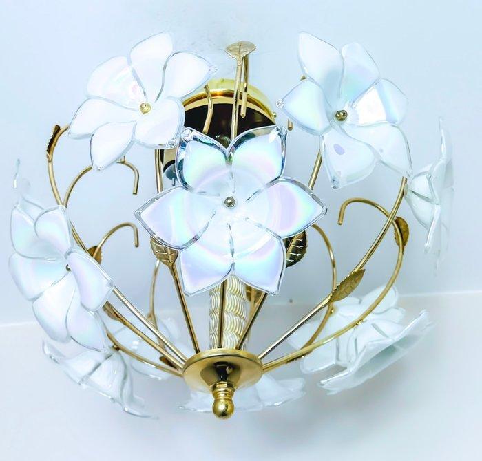 Plafondlamp - Glas, Messing, Antiek en Kunst, Curiosa en Brocante