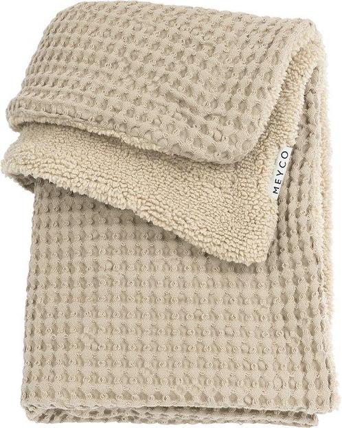 Meyco Baby Wafel Teddy wiegdeken - sand - 75x100cm, Kinderen en Baby's, Speelgoed | Babyspeelgoed, Nieuw, Verzenden