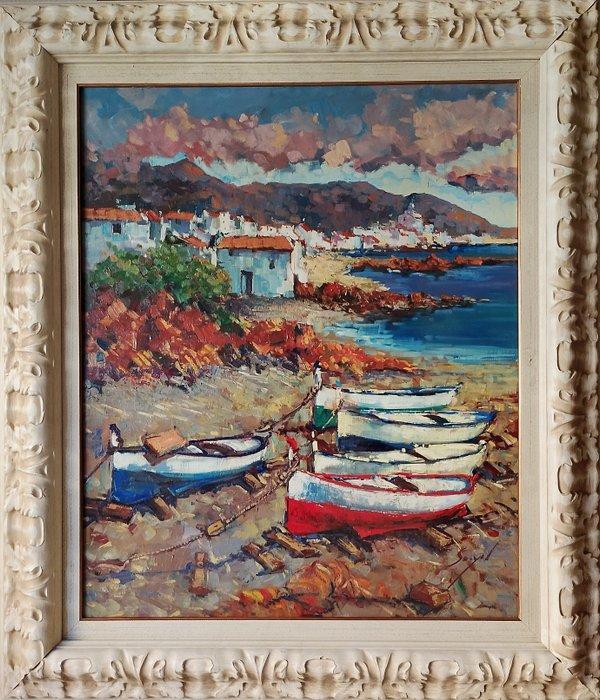 Tomás Sunyol (1964) - Puerto mediterráneo, Antiquités & Art, Art | Peinture | Classique
