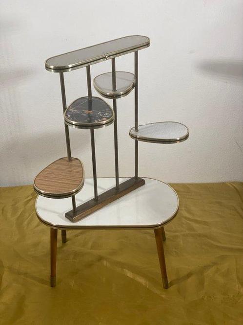 Bijzettafel - Hout, Messing, Metaal - Plantentafeltje, Antiek en Kunst, Kunst | Designobjecten