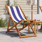 vidaXL Strandstoel inklapbaar eucalyptushout en stof blauw, Tuin en Terras, Tuinstoelen, Verzenden, Nieuw