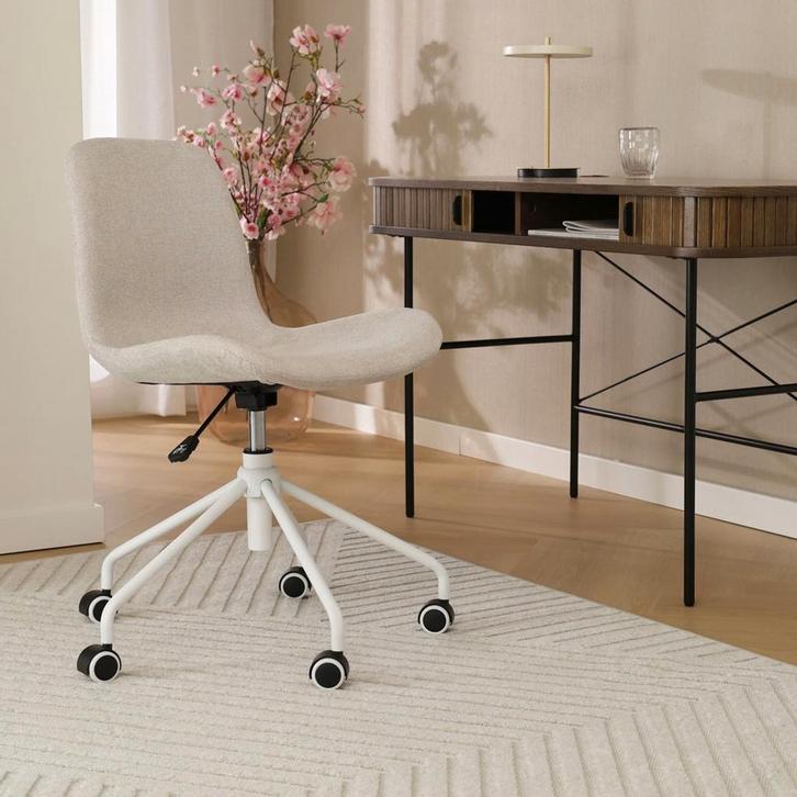 Nolon beige bureaustoel | Gestoffeerde zitting | met wielen, Huis en Inrichting, Stoelen, Overige kleuren, Eén, Nieuw, Stof, Verzenden
