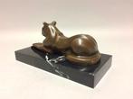 sculptuur, Liggende kat - 14 cm - Brons, Antiek en Kunst