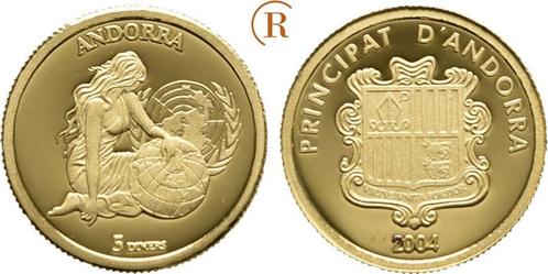 5 Diners 1,24 Gramm Feingoud 2004 Andorra: goud, Postzegels en Munten, Munten en Bankbiljetten | Toebehoren, Verzenden