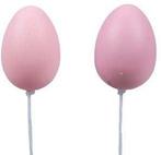 Gekleurde eieren op draad Roze 3x4 cm zak 12 stuks kunststof, Nieuw