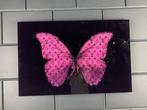 Mike Blackarts - Pink Butterfly with diamonds plexiglass, Antiquités & Art, Art | Peinture | Moderne