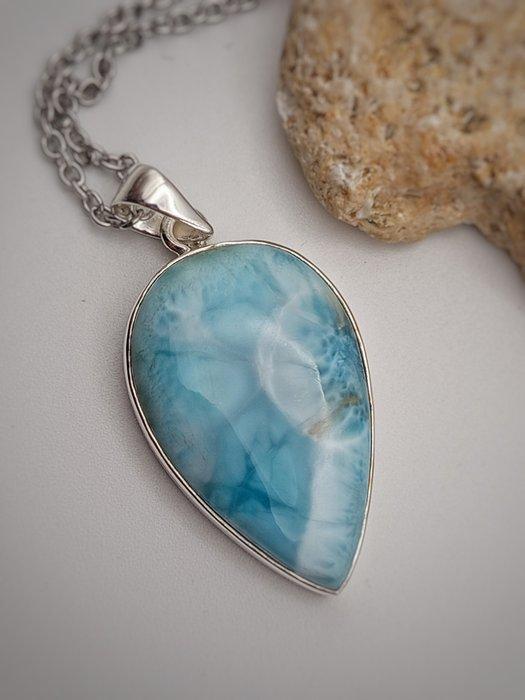 Zilverjuweel van 925 met Larimar van topkwaliteit, uniek, Verzamelen, Mineralen en Fossielen