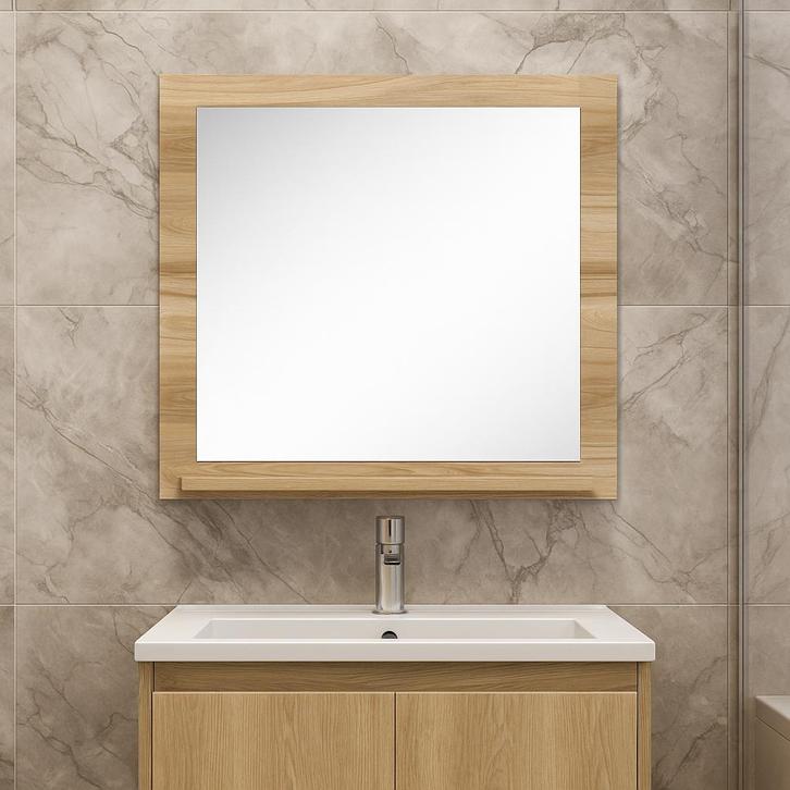 Badkamerspiegel Cali - 60 x 50 cm - Eiken, Huis en Inrichting, Badkamer | Badkamermeubels, Nieuw, Verzenden