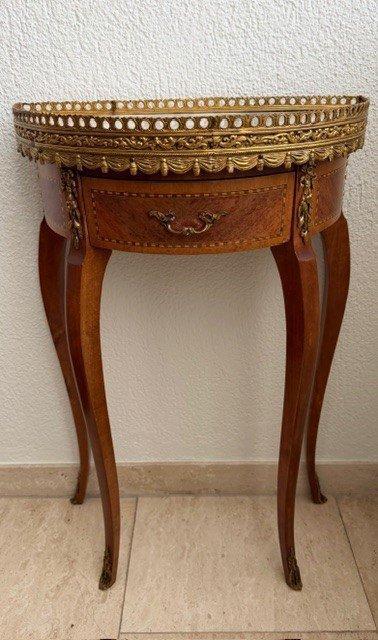 Bijzettafel - Brons, Marquetry inlaid wood, notenhout,, Antiquités & Art, Antiquités | Autres Antiquités
