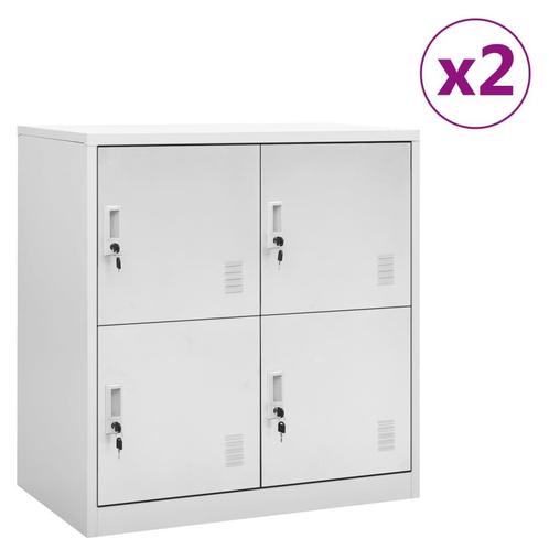 vidaXL Lockerkasten 2 st 90x45x92,5 cm staal lichtgrijs, Huis en Inrichting, Kasten | Overige, Nieuw, Verzenden