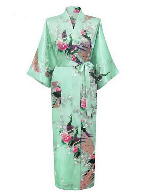 KIMU® Kimono Mintgroen Satijn L-XL Ochtendjas Yukata Mint Ka, Kleding | Dames, Carnavalskleding en Feestkleding, Nieuw, Ophalen of Verzenden