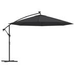 Zwarte Zweefparasol LED 350cm - Tweede Kansje! OP=OP, Tuin en Terras, Parasols, Nieuw, Zweefparasol, 3 tot 4 meter, Kantelbaar