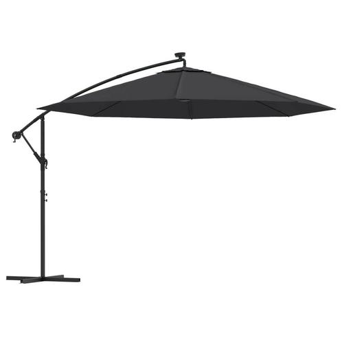 Zwarte Zweefparasol LED 350cm - Tweede Kansje! OP=OP, Tuin en Terras, Parasols, 3 tot 4 meter, Kantelbaar, Nieuw, Zweefparasol