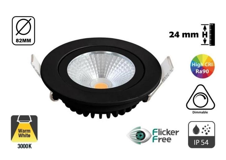 Inbouw LED spot ZWART | Dimbaar | IP44 | Direct leverbaar, Huis en Inrichting, Lampen | Spots, Led, Inbouw, Nieuw, Metaal of Aluminium