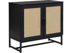 Veiling - Dressoir Beram – Zwart met Rattan Deuren, Nieuw