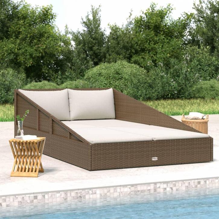 vidaXL Tuinbed 110x200 cm poly rattan bruin, Tuin en Terras, Ligbedden, Nieuw, Verzenden