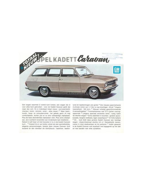1965 OPEL KADETT B CARAVAN BROCHURE NEDERLANDS, Livres, Autos | Brochures & Magazines, Enlèvement ou Envoi