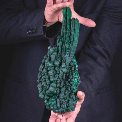 Stalactitische malachiet Uitzonderlijke botryoïde malachiet, Verzamelen, Mineralen en Fossielen
