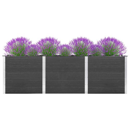 vidaXL Plantenbak verhoogd 300x100x91 cm HKC grijs, Tuin en Terras, Bloempotten, Nieuw, Verzenden