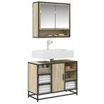 vidaXL Wastafelkast Sonoma eiken 80x33x60 cm bewerkt hout, Verzenden, Nieuw